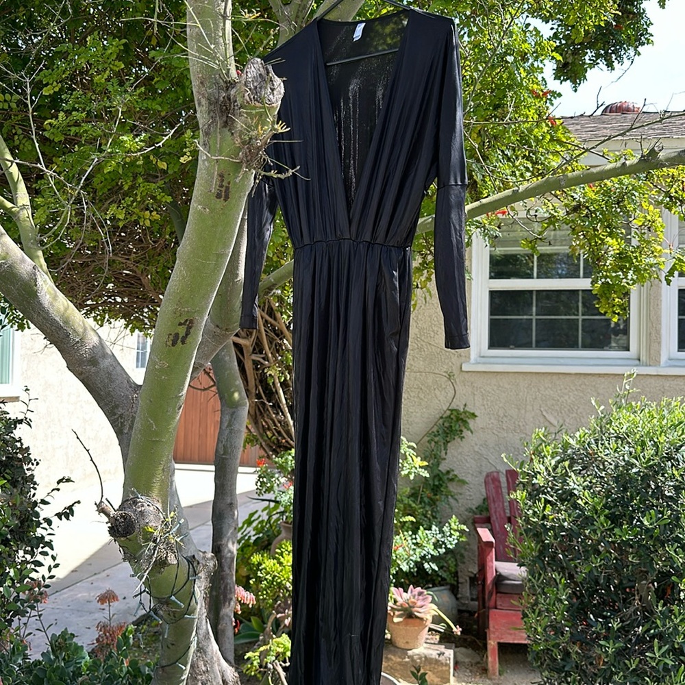 Black silk pants suit